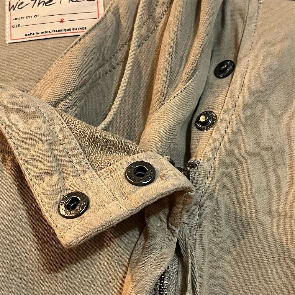 Free People Women's Hooded Moto Jacket Beige Size S Casual Travel - Picture 4 of 8